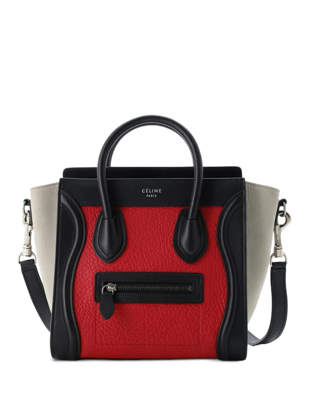 Celine Pre-Owned Tricolor Luggage Bag Leather Nano crossbody bag - Rosso
