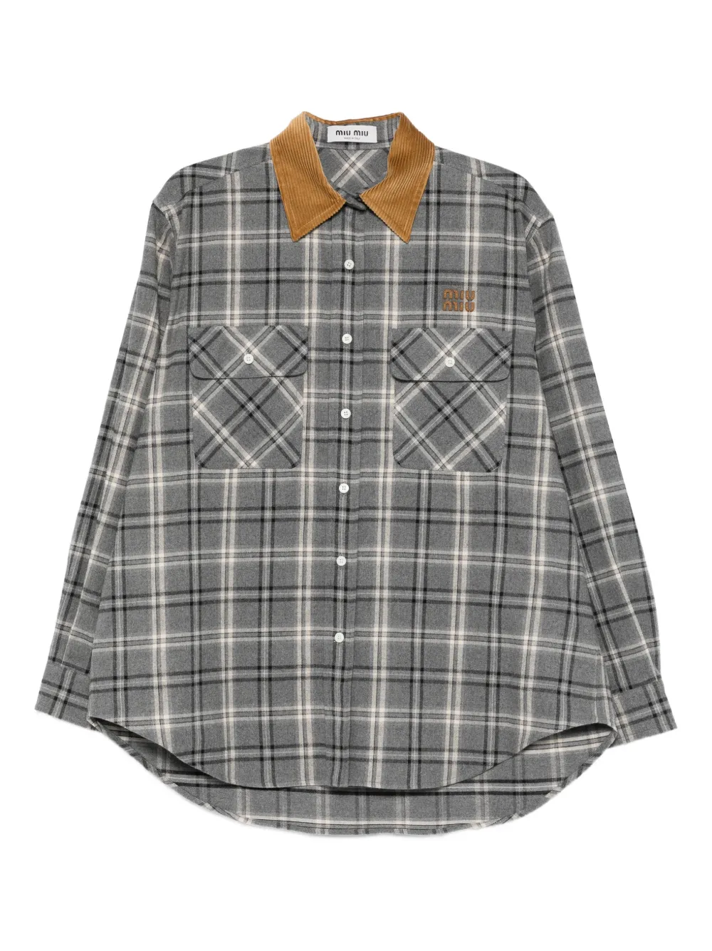 Miu Miu checked-pattern chest-pocket shirt | Grey | Image 1