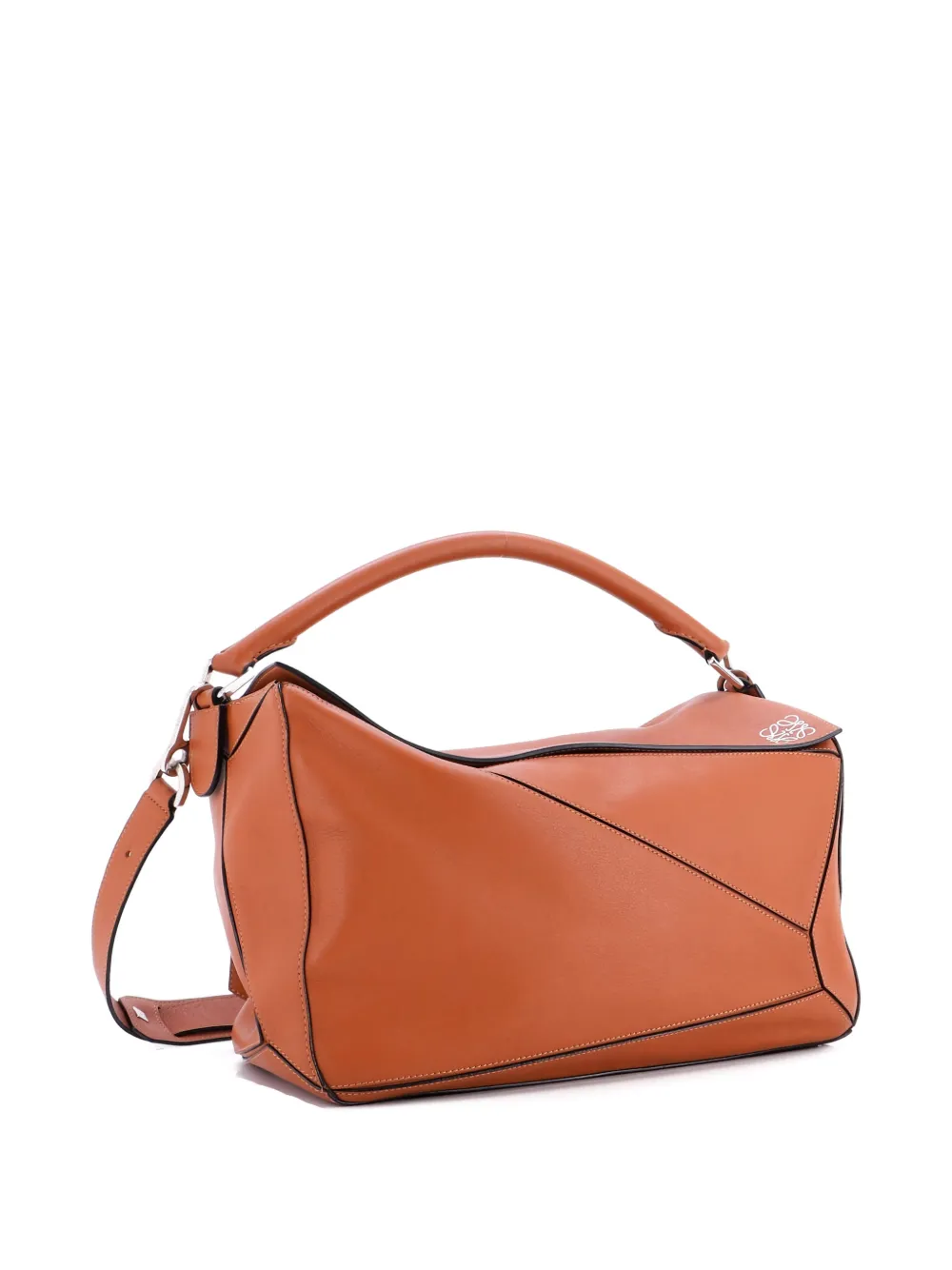 Pre-owned Loewe Puzzle Bag Leather Large Satchel In Brown