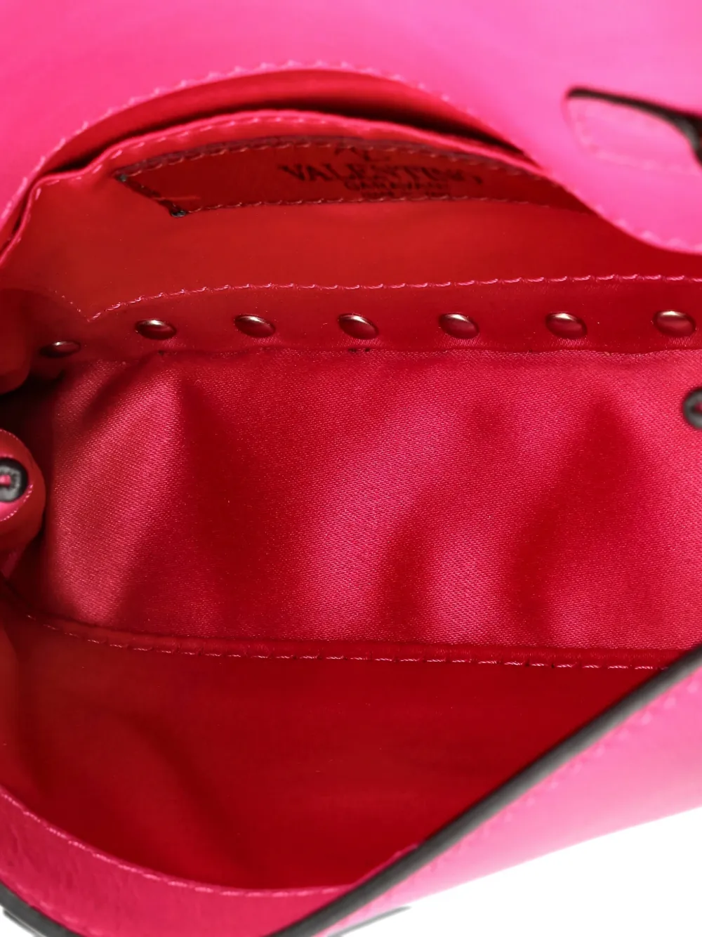 VALENTINO GARAVANI Pre-owned Rockstud Full Flap Chain Leather Small Crossbody Bag In Pink