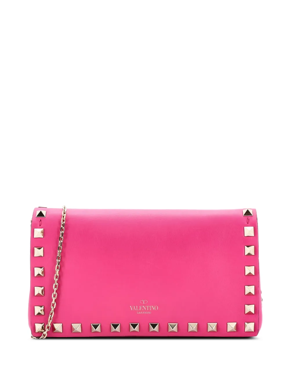 Valentino Garavani Pre-Owned Rockstud Full Flap Chain Leather Small crossbody bag - Rosa