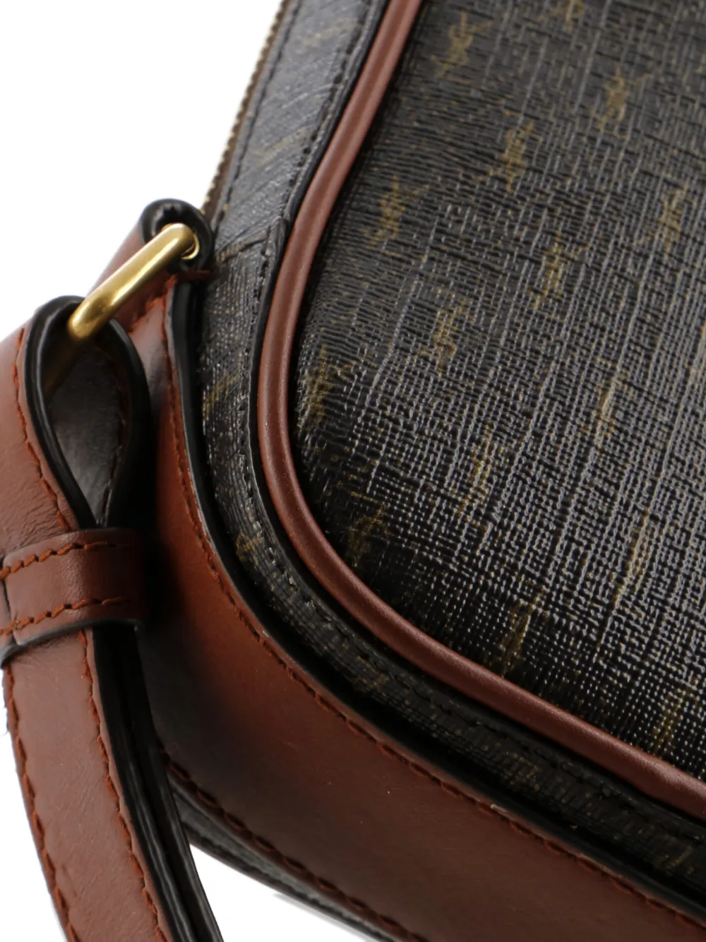 SAINT LAURENT Pre-owned Le Monogramme Pouch Monogram All Over Coated Canvas And Leather Small Crossbody Bag In Brown