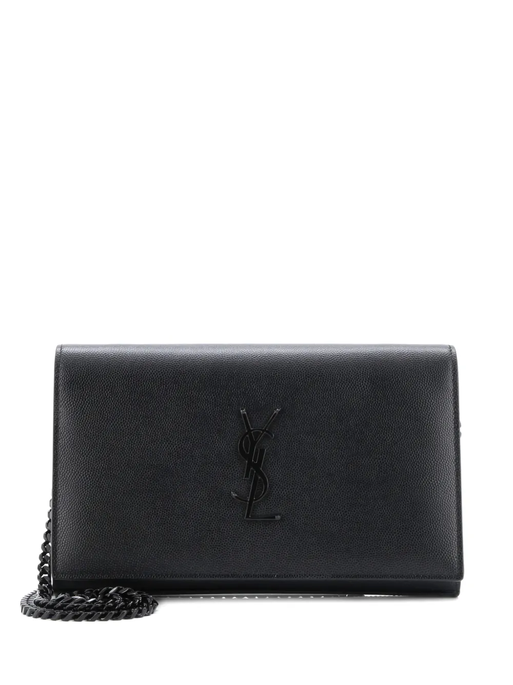 SAINT LAURENT Pre-owned Classic Monogram Wallet On Chain Leather Crossbody Bag In Black