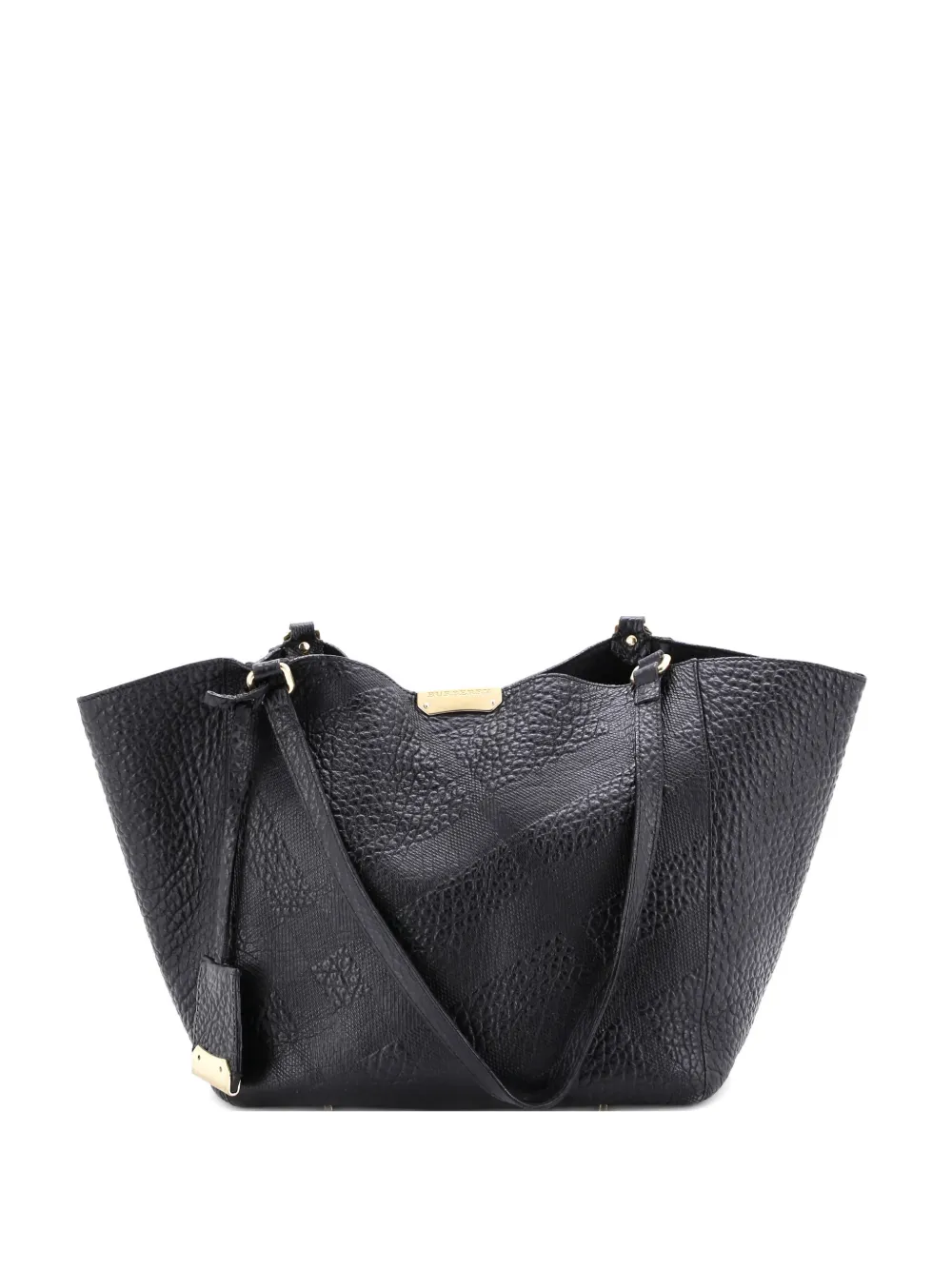 Burberry Pre-Owned Canter Tote Check Embossed Leather Small shoulder bag - Nero