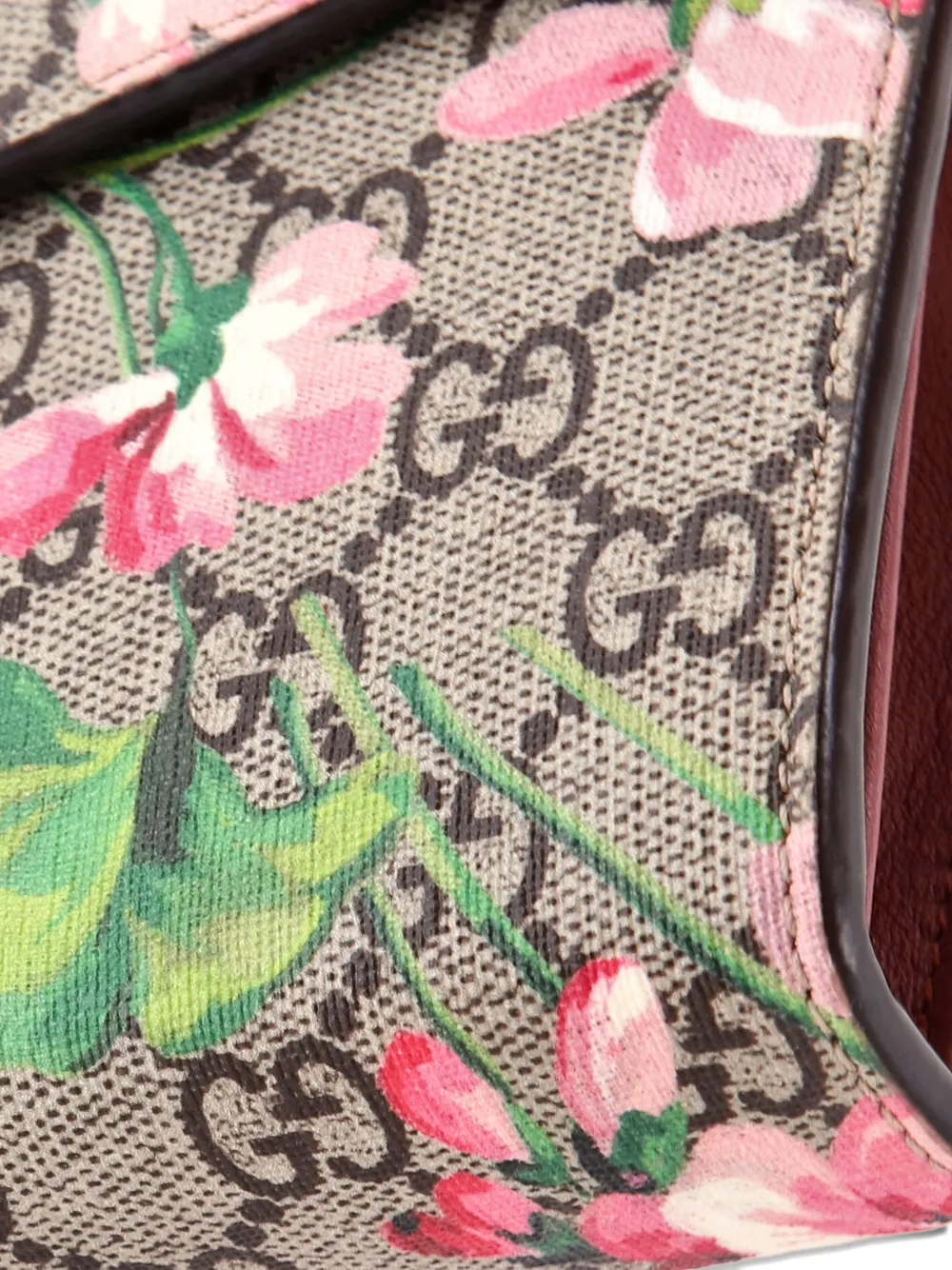 Pre-owned Gucci Dionysus Chain Wallet Blooms Print Gg Coated Canvas Small Crossbody Bag In Brown