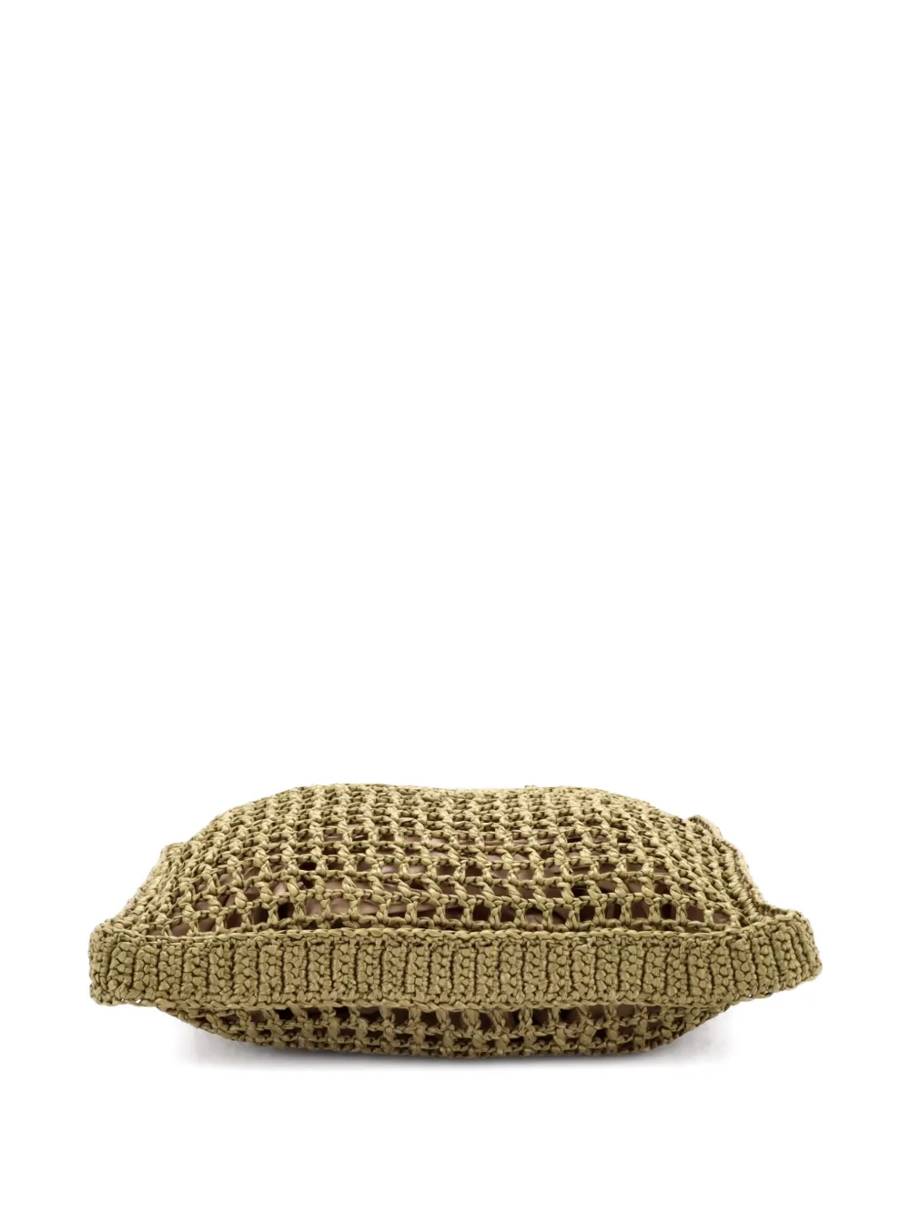 Pre-owned Prada Triangle Logo Open Raffia Tote Bag In Green