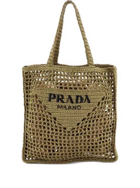 Prada Pre-Owned Triangle Logo Open Raffia tote bag