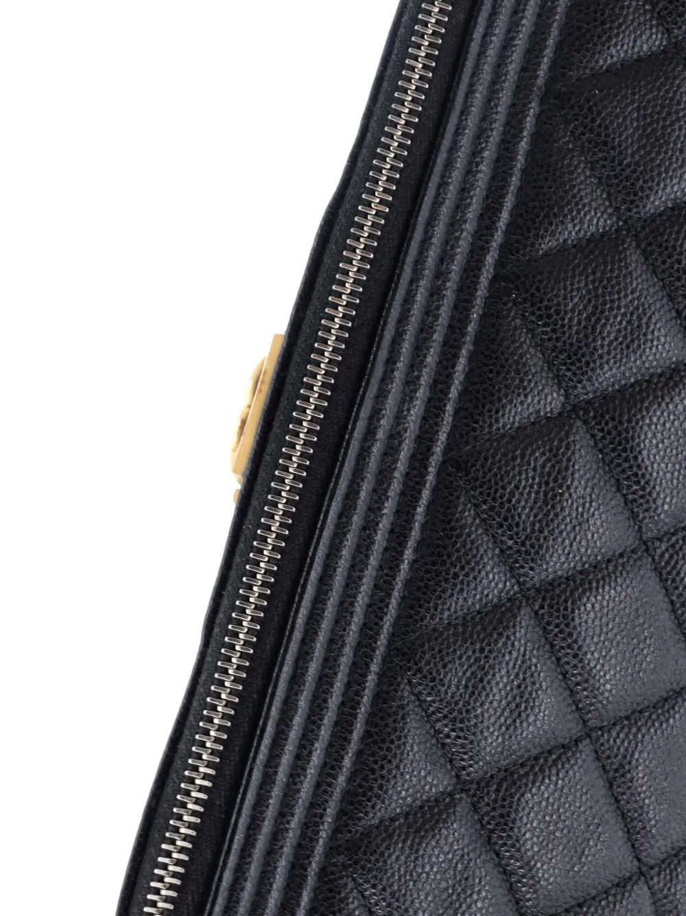 CHANEL Pre-owned Boy O Case Quilted Caviar Large Clutch Bag In Black