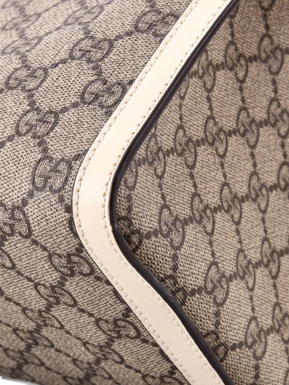 Pre-owned Gucci Padlock Chain Gg Coated Canvas With Leather Medium Tote Bag In Brown