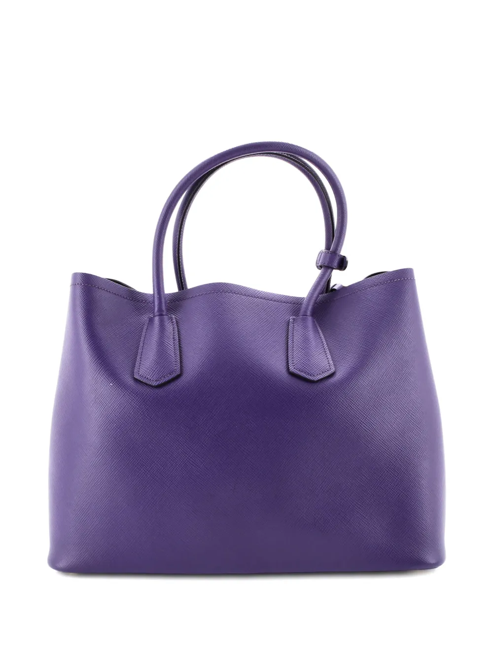 Pre-owned Prada Cuir Double Saffiano Leather Large Tote Bag In Purple