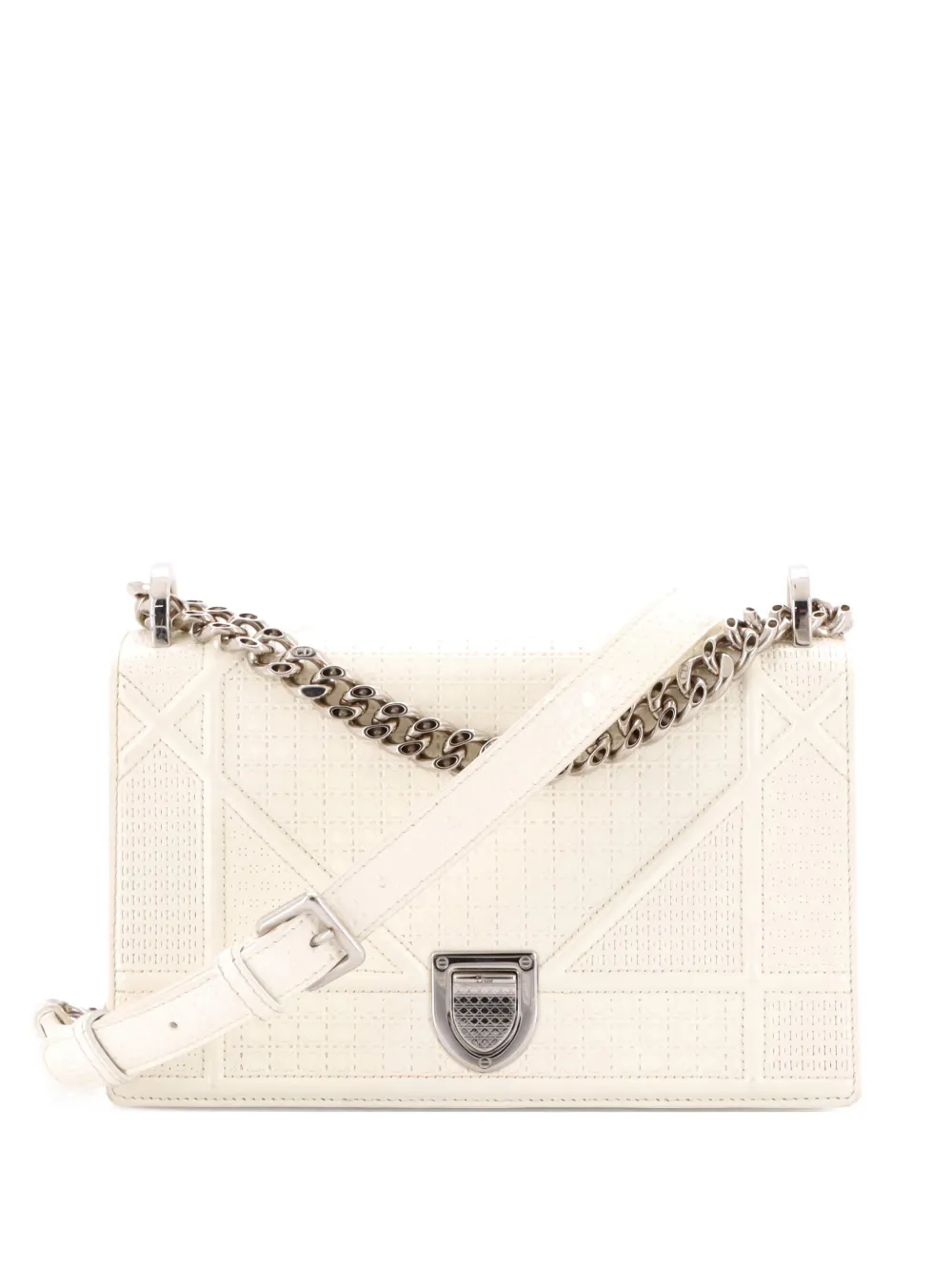 Christian Dior Pre-Owned Diorama Flap Bag Cannage Embossed Calfskin Small shoulder bag - Bianco