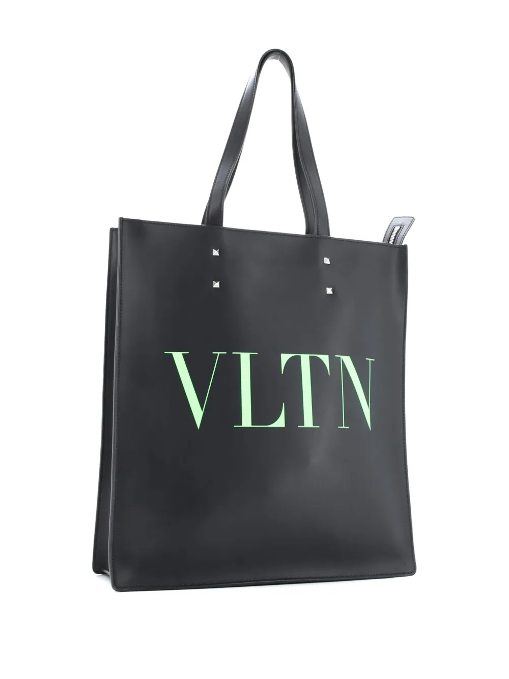 Valentino Garavani Pre-Owned VLTN Rockstud Shopping Printed Leather Tall tote bag - Nero