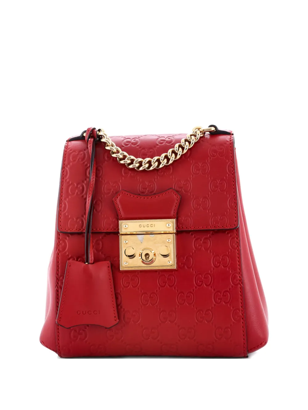 GUCCI Pre-owned Padlock Ssima Leather Mini Backpack In Red