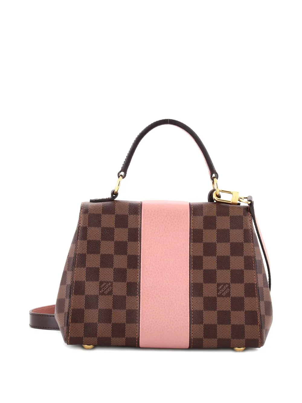 Pre-owned Louis Vuitton Bond Street Handbag Damier With Leather Bb Satchel In Brown