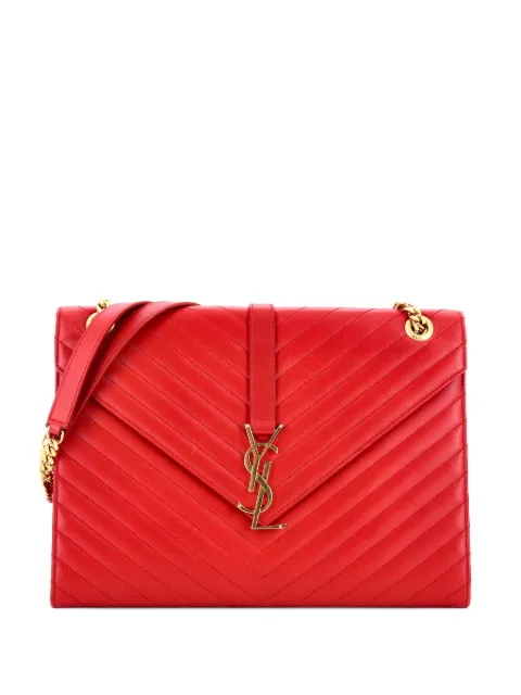 Saint Laurent Pre-Owned Classic Monogram Envelope Satchel Matelasse Chevron Leather Large shoulder bag