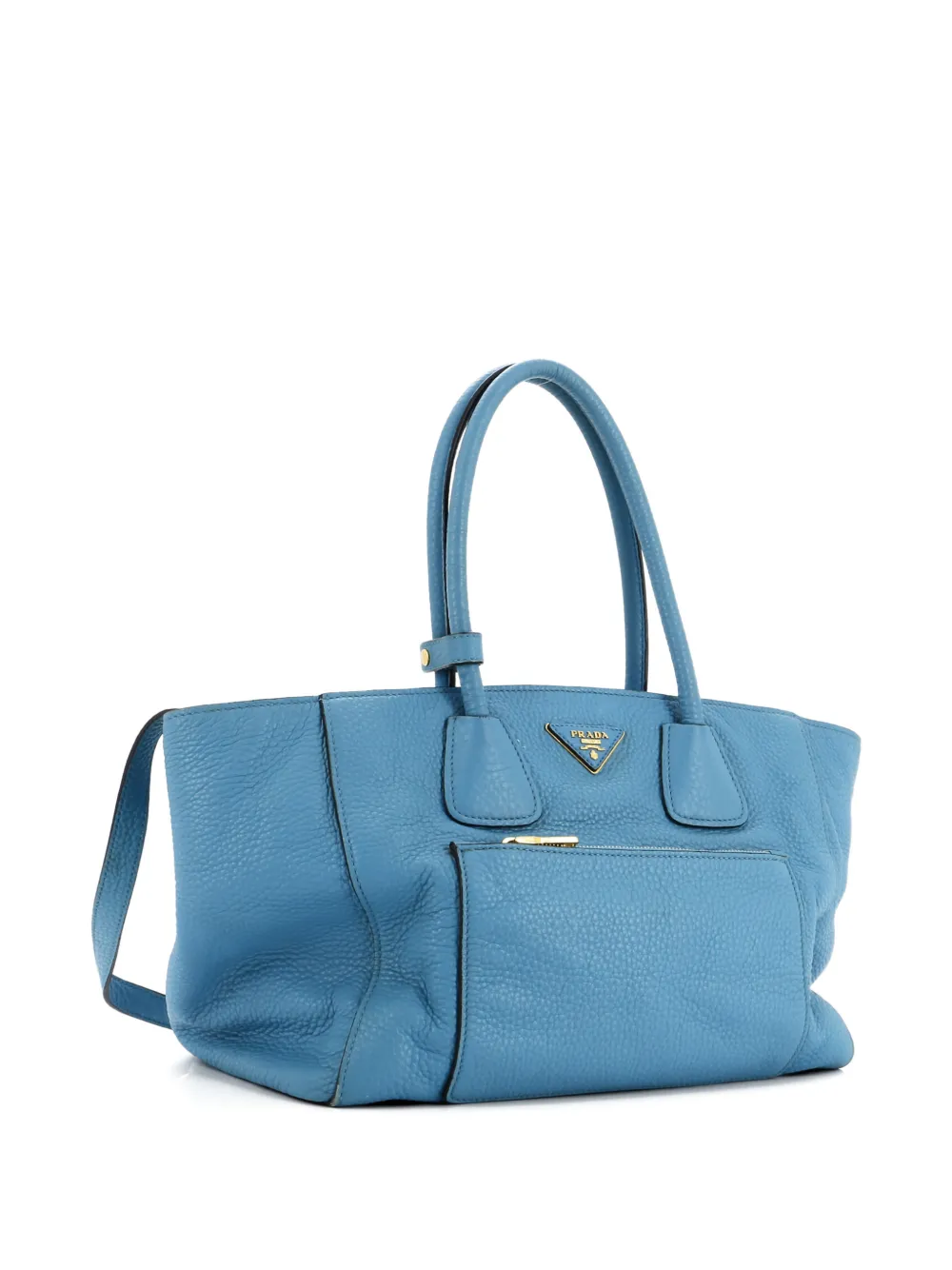 Pre-owned Prada Front Pocket Wing Convertible Vitello Daino Tote Bag In Blue