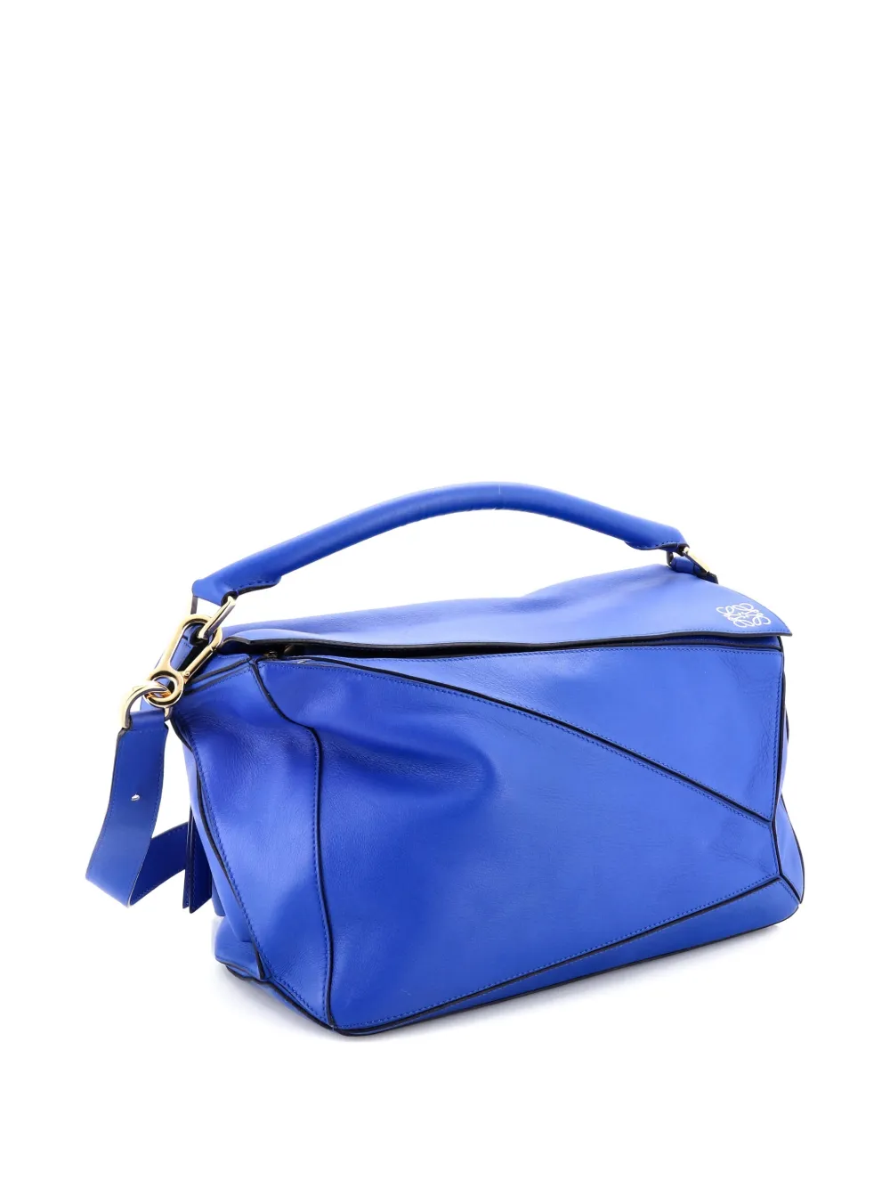 LOEWE Pre-owned Puzzle Bag Leather Large Satchel In Blue