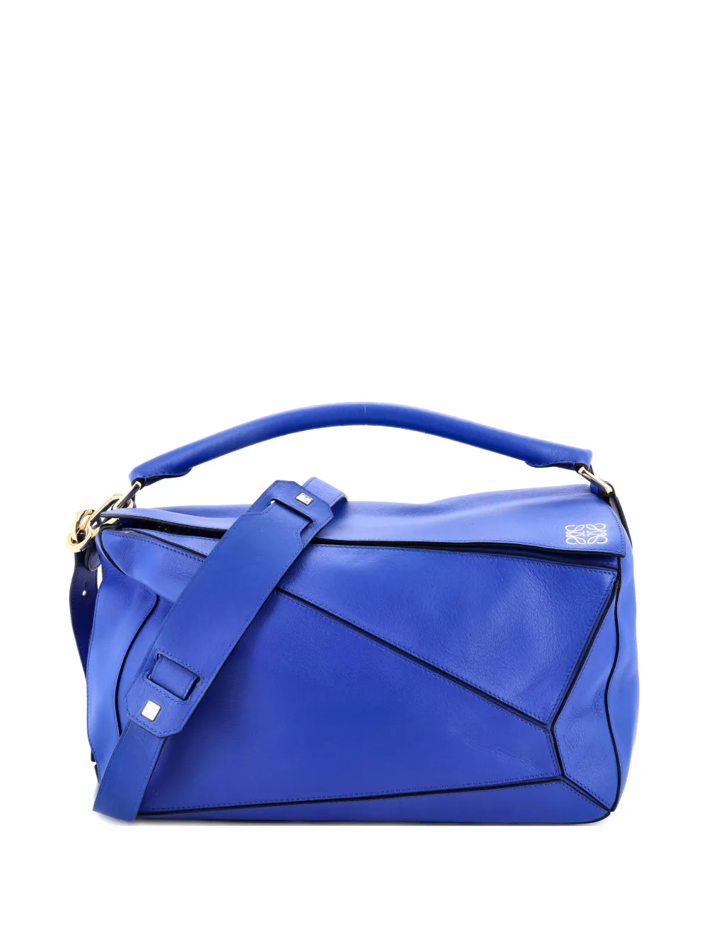 LOEWE Pre-owned Puzzle Bag Leather Large Satchel In Blue