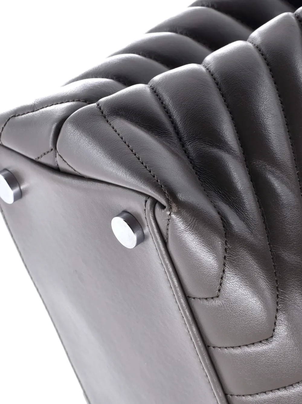 SAINT LAURENT Pre-owned Loulou Matelasse Chevron Leather Large Shoulder Bag In Gray