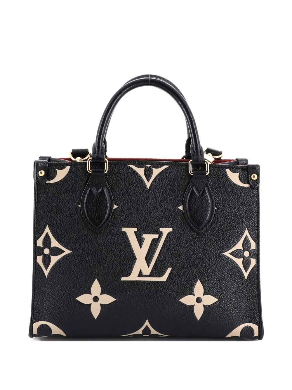 Pre-owned Louis Vuitton Onthego Bicolor Monogram Empreinte Giant Pm Tote Bag In Black