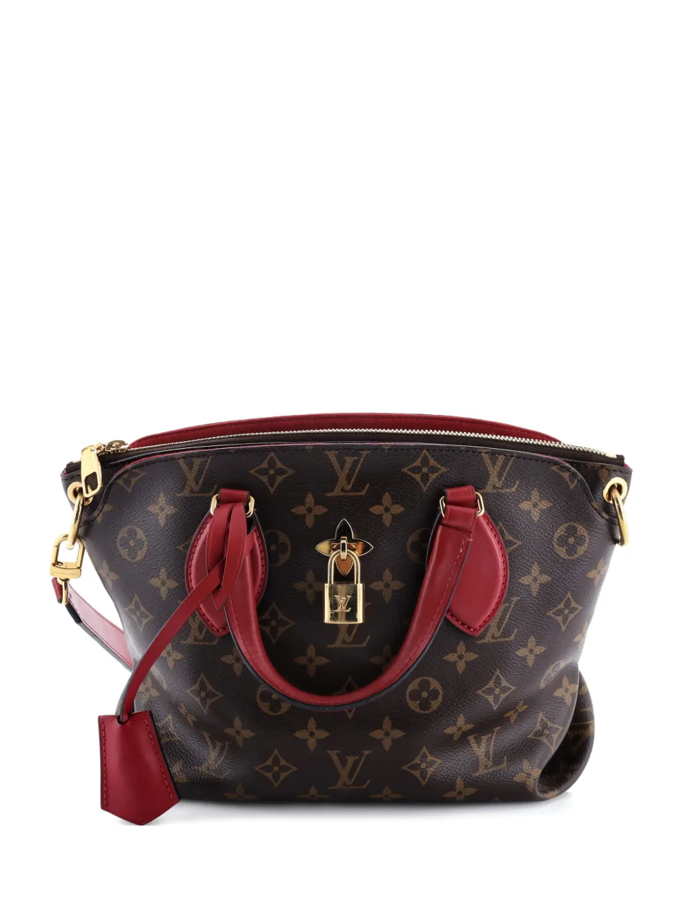 Pre-owned Louis Vuitton Flower Zipped Monogram Canvas Pm Tote Bag In Brown