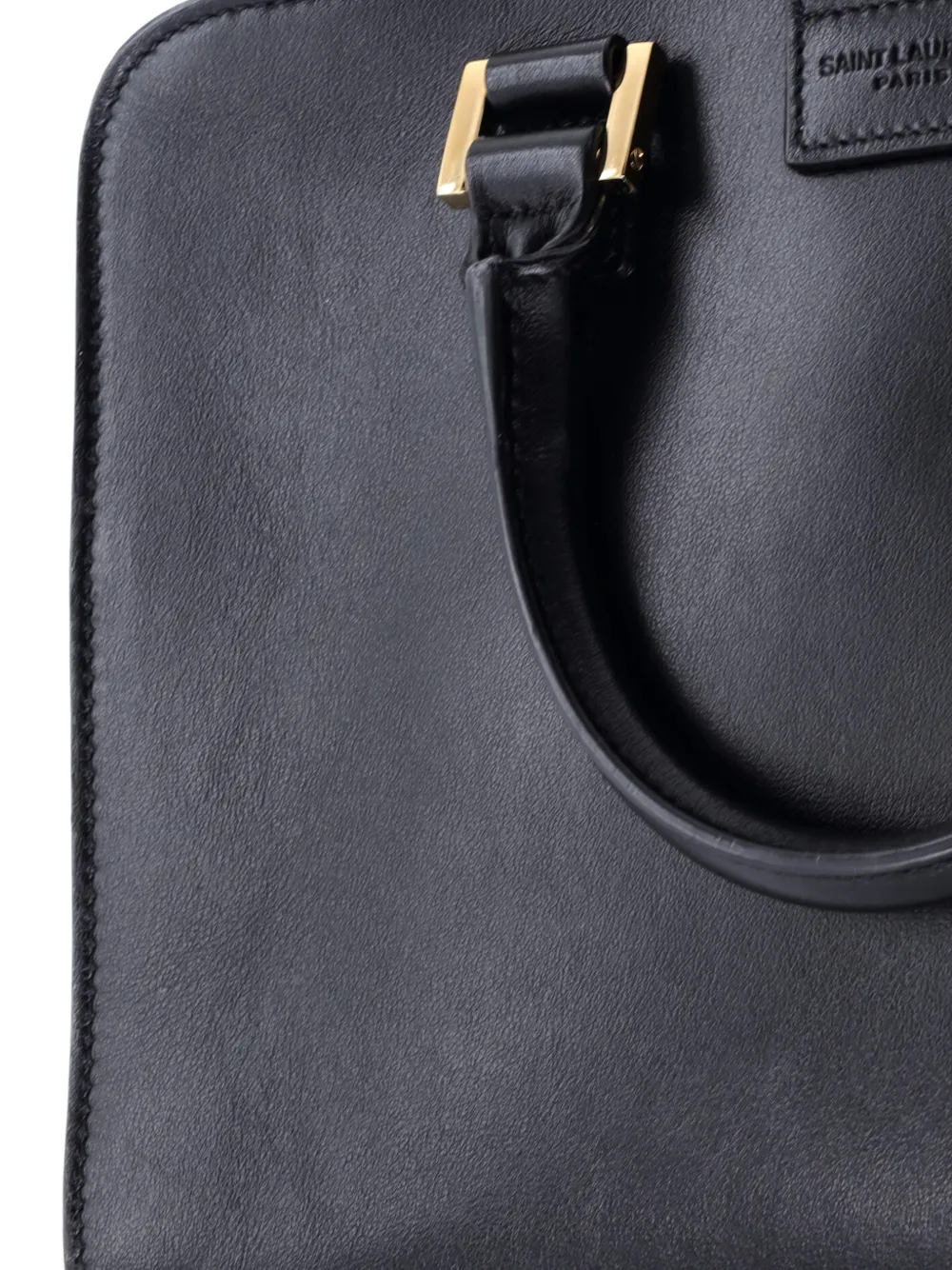 Pre-owned Saint Laurent Monogram Cabas Leather Baby Satchel In Black