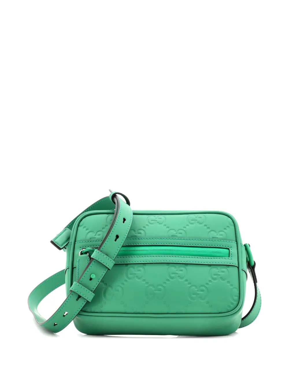 Gucci Pre-Owned Front Zip GG Rubber Effect Leather Mini crossbody bag - Verde