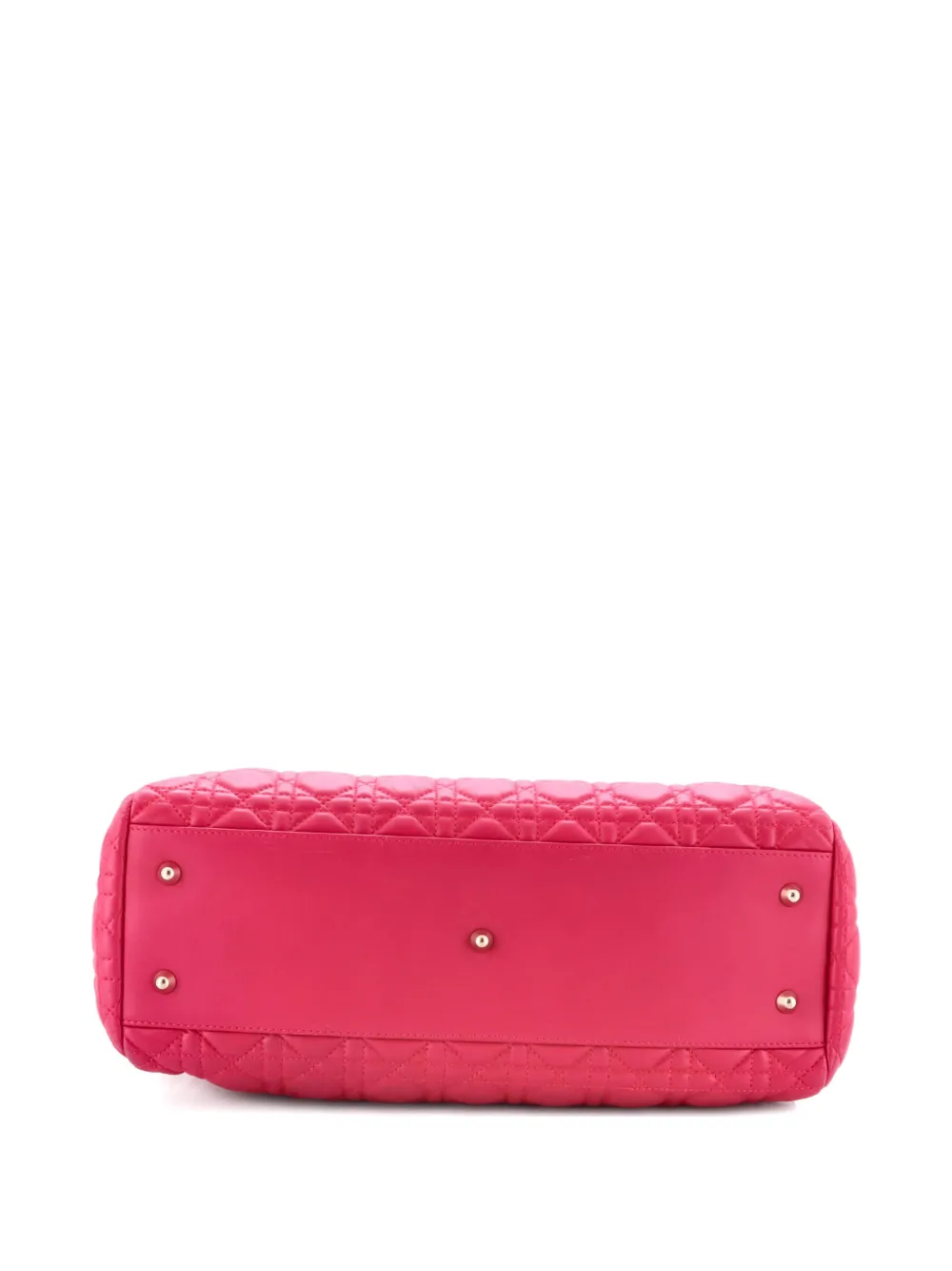 DIOR Pre-owned Soft Chain Cannage Quilt Lambskin Large Tote Bag In Pink