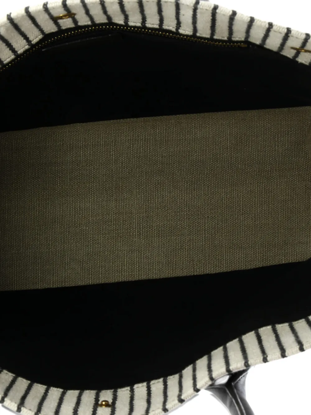 Pre-owned Saint Laurent Rive Gauche Shopper Striped Canvas Small Tote Bag In Neutral