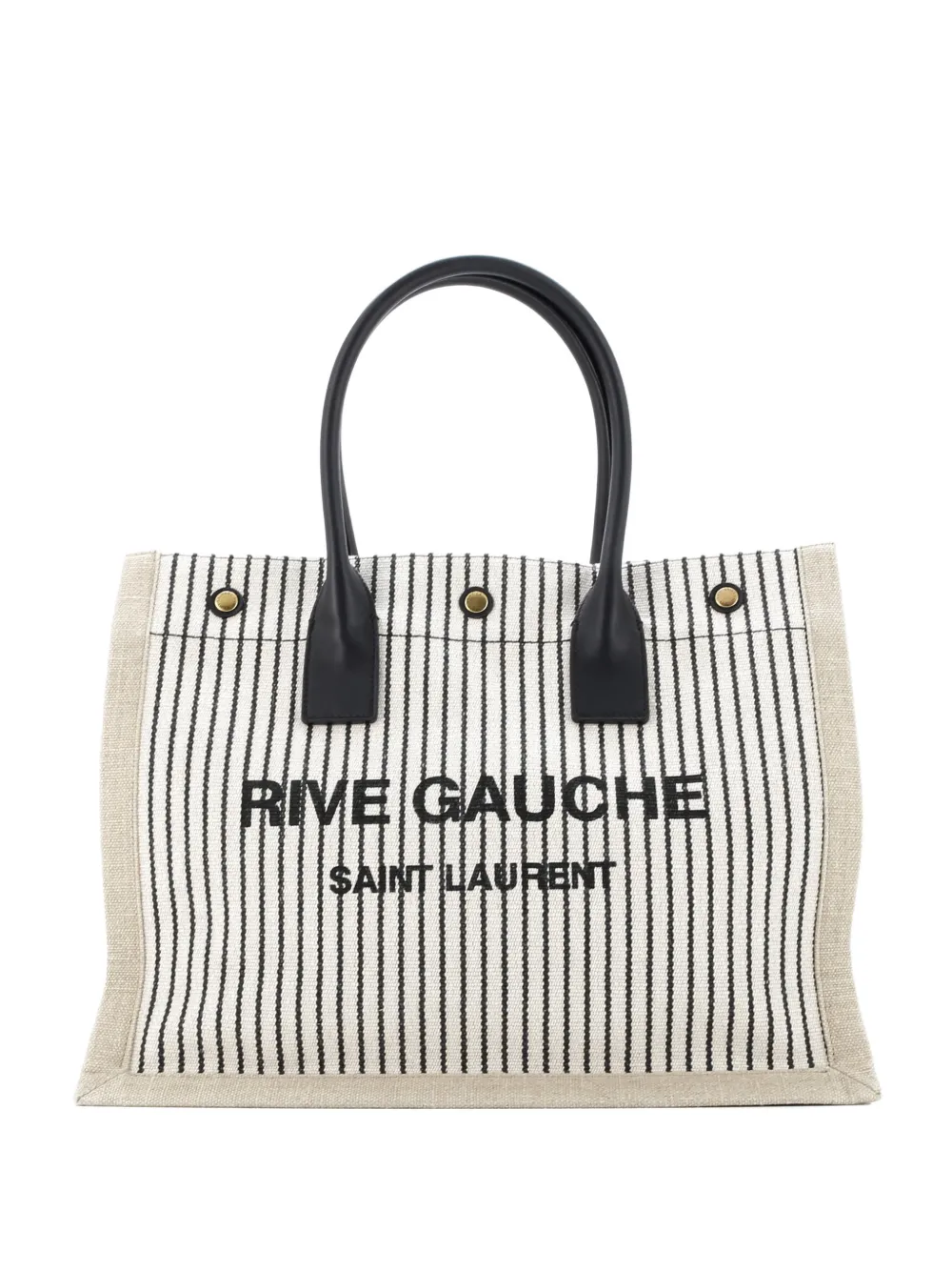 Saint Laurent Pre-Owned Rive Gauche Shopper Striped Canvas Small tote bag | tons neutres | Image 1