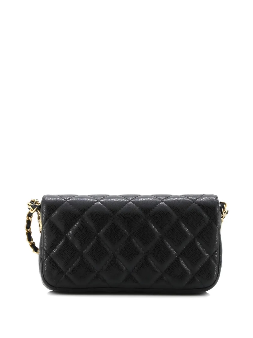 Pre-owned Chanel Twist Your Buttons Flap Clutch With Chain Quilted Caviar Crossbody Bag In Black