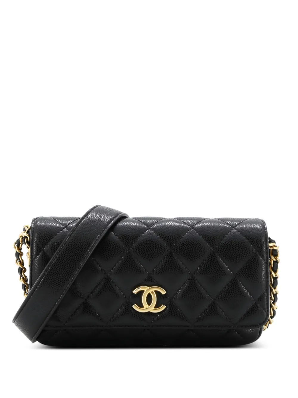 CHANEL Pre-Owned Twist Your Buttons Flap Clutch with Chain Quilted Caviar crossbody bag - Nero