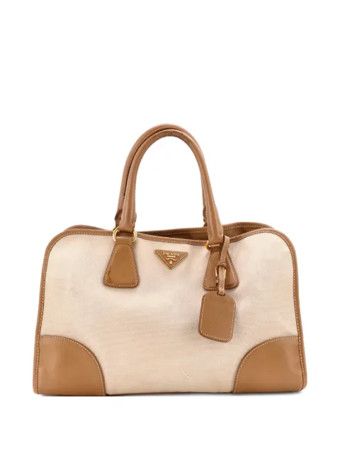 Prada Pre-Owned Convertible Tote Canvas and Saffiano Leather Large satchel