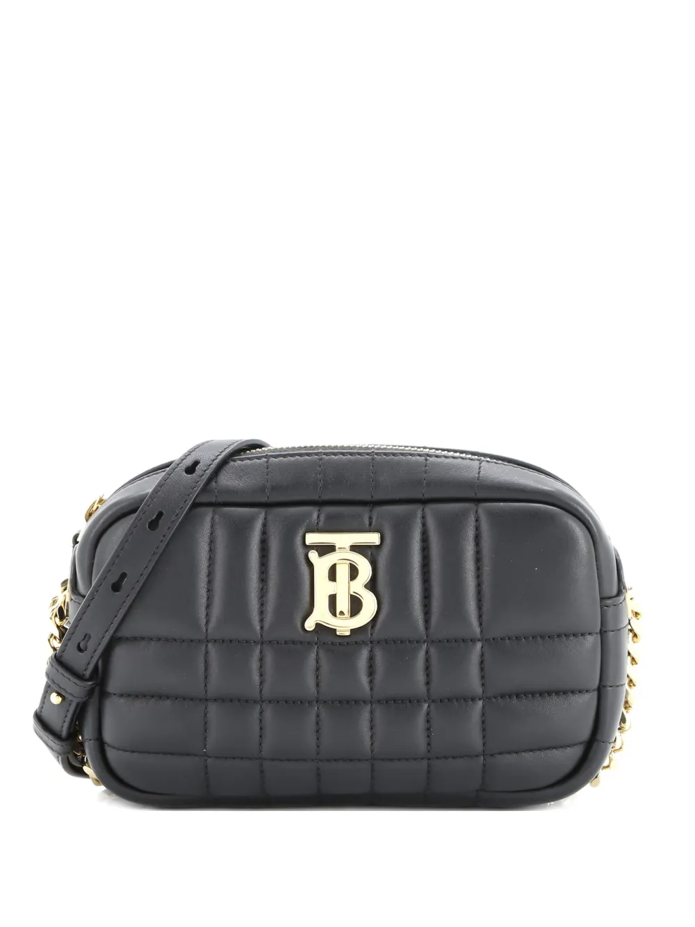 Pre-owned Burberry Lola Camera Bag Quilted Leather Mini Crossbody Bag In Black