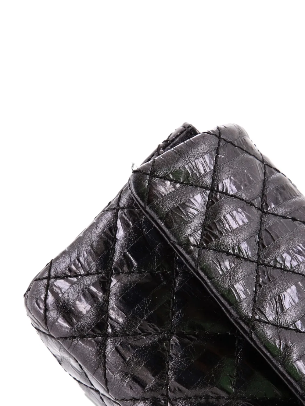 CHANEL Pre-owned Rayures East West Reissue Quilted Calfskin Small Clutch Bag In Black