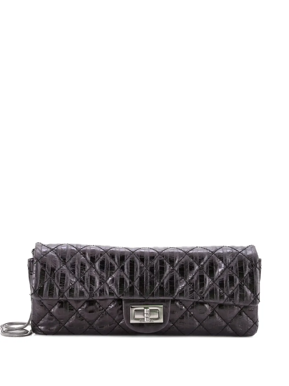 CHANEL Pre-Owned Rayures East West Reissue Quilted Calfskin Small clutch bag - Nero
