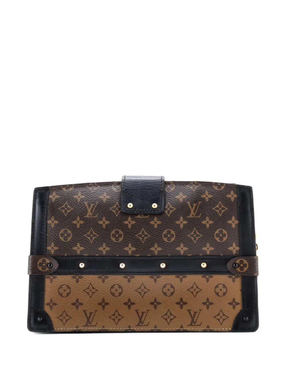 Pre-owned Louis Vuitton Trunk Reverse Monogram Canvas Clutch Bag In Black