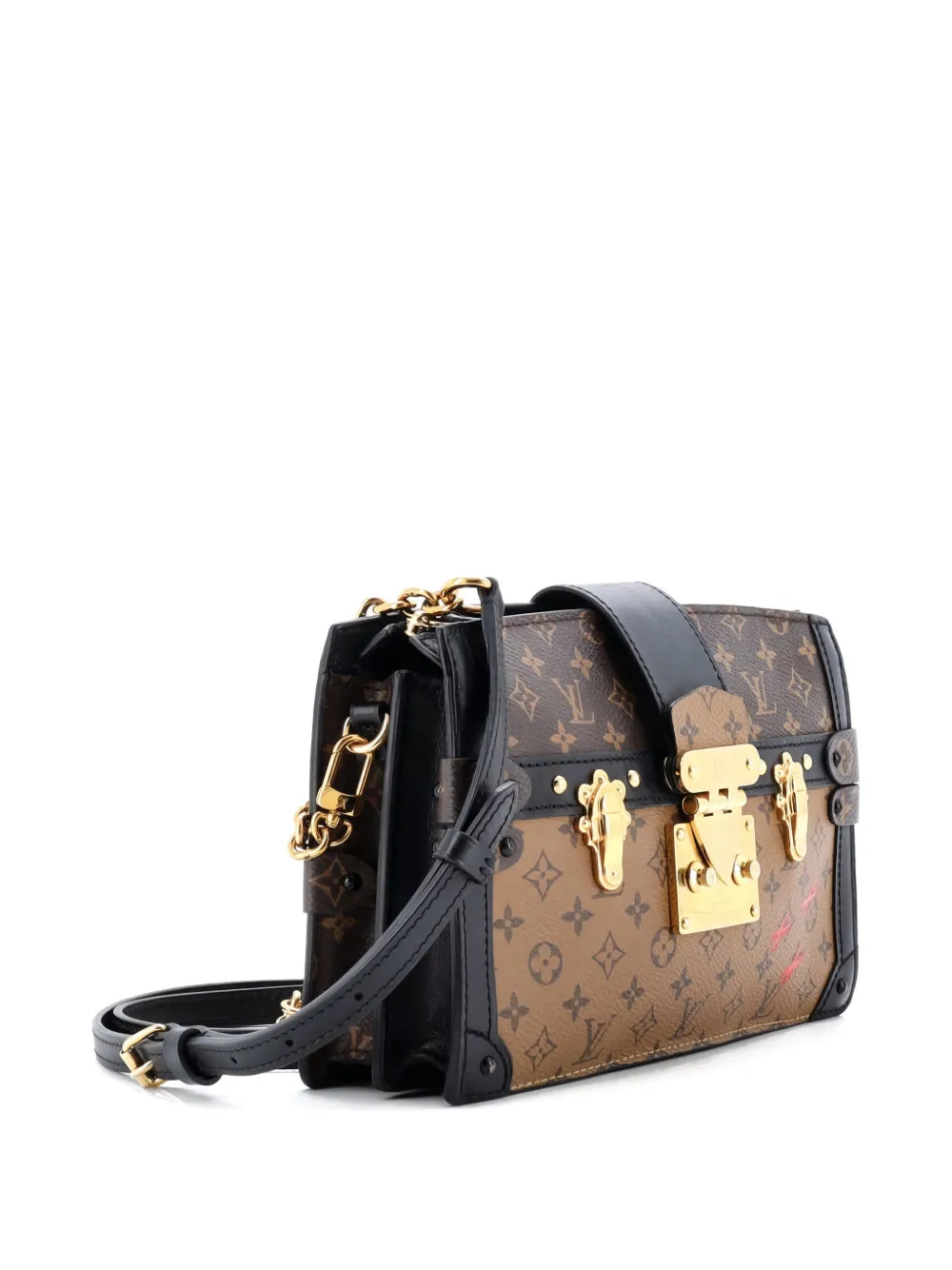 Pre-owned Louis Vuitton Trunk Reverse Monogram Canvas Clutch Bag In Black