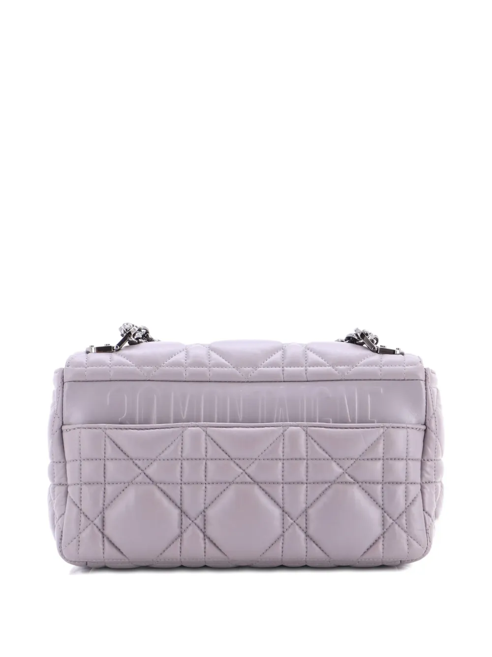 Pre-owned Dior Caro Bag Macrocannage Quilt Calfskin Medium Crossbody Bag In Gray