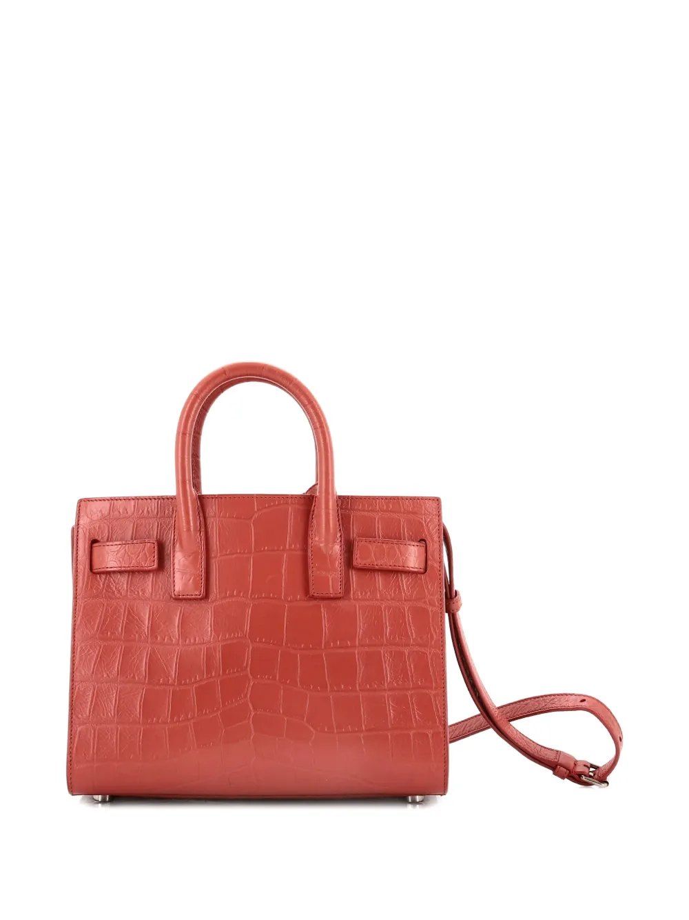 Pre-owned Saint Laurent Sac De Jour Nm Bag Crocodile Embossed Leather Nano Satchel In Pink