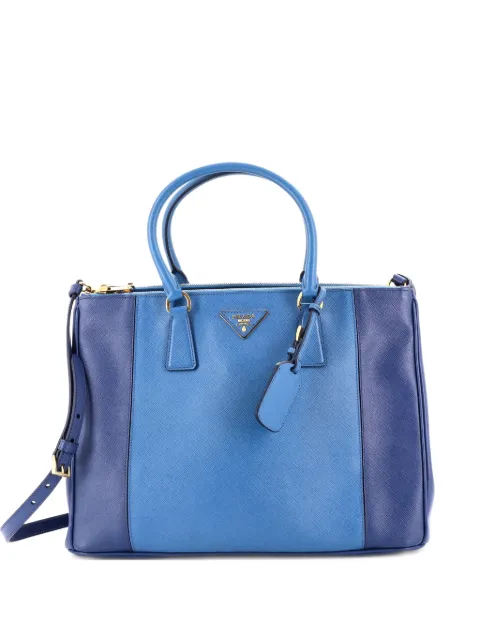 Prada Pre-Owned Bicolor Double Zip Lux Saffiano Leather Medium tote bag