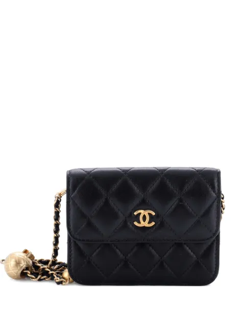 CHANEL Pre-Owned bolsa crossbody Pearl Crush Flap Clutch with Chain Quilted Lambskin Mini