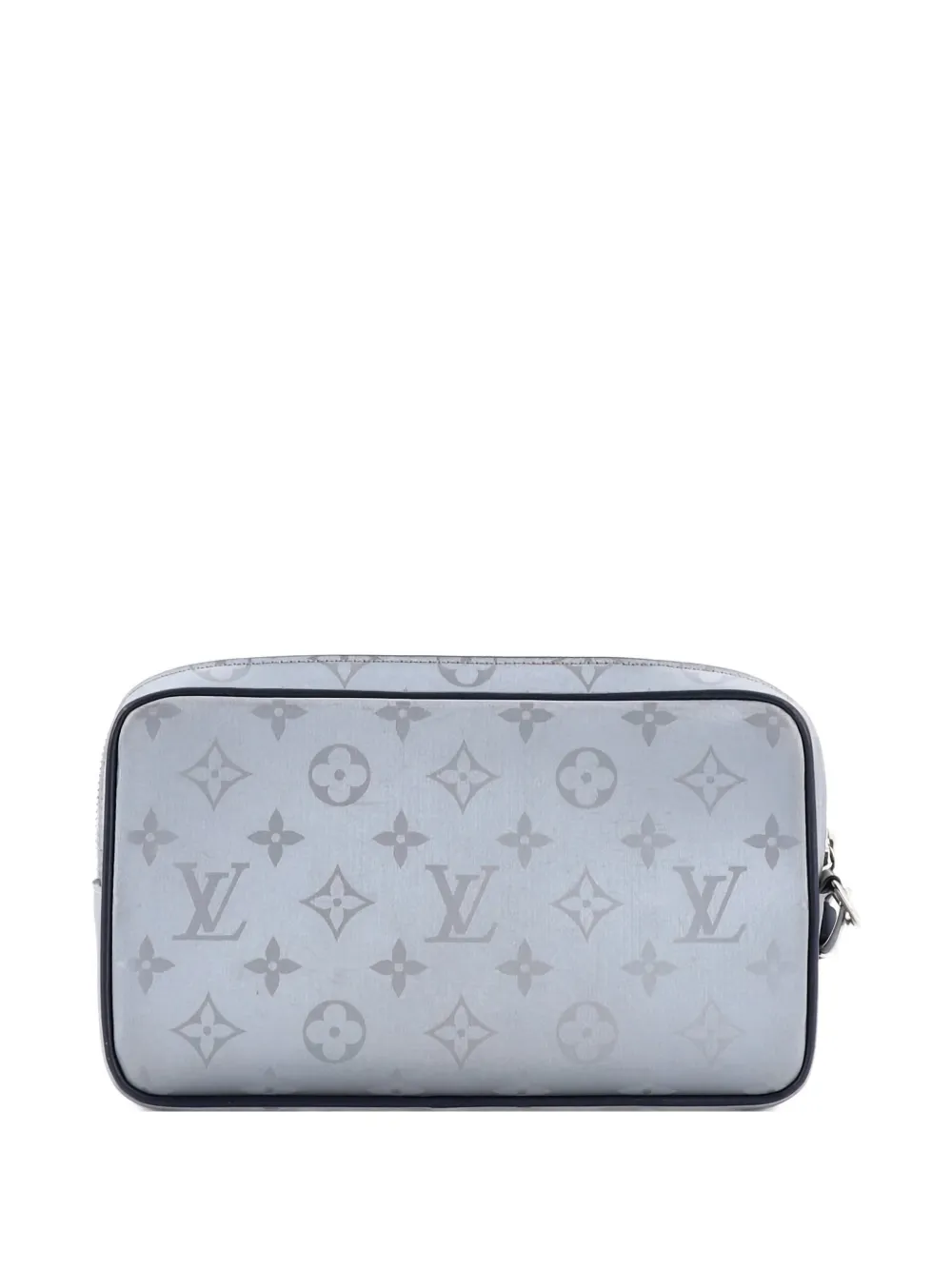 Pre-owned Louis Vuitton Alpha Limited Edition Monogram Satellite Canvas Clutch Bag In Blue