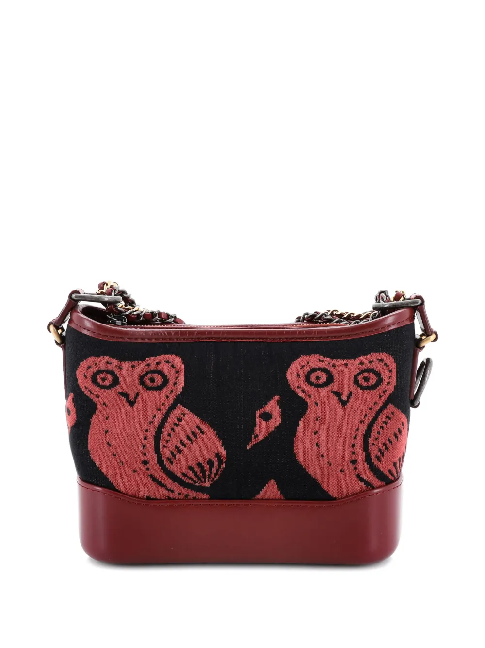 CHANEL Pre-Owned Gabrielle Printed Knit Fabric and Leather Small hobo bag - Rosso