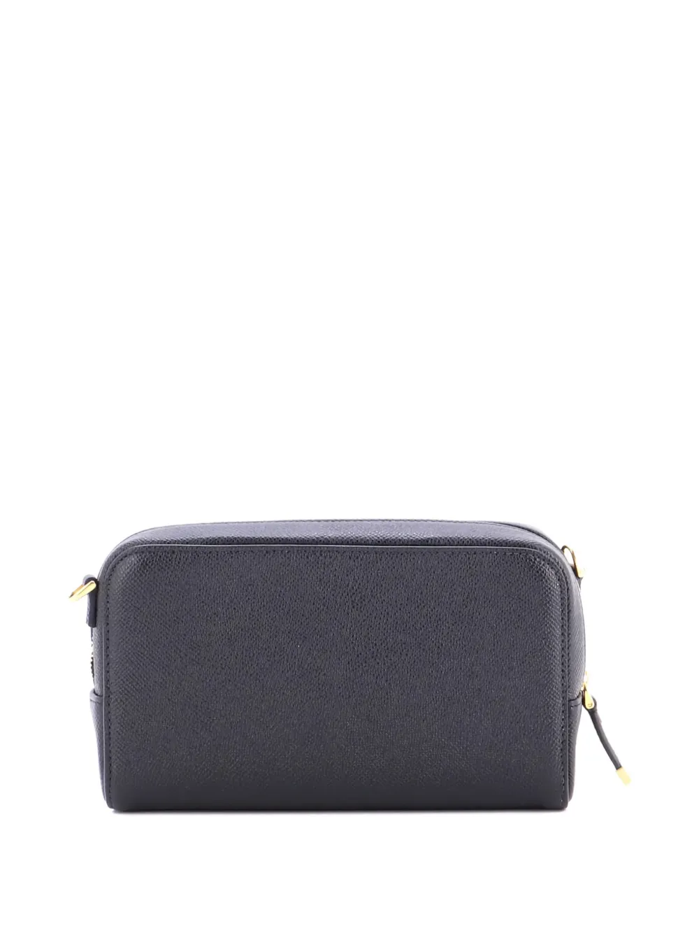 Pre-owned Dior Caro Double Pouch Leather Crossbody Bag In Black