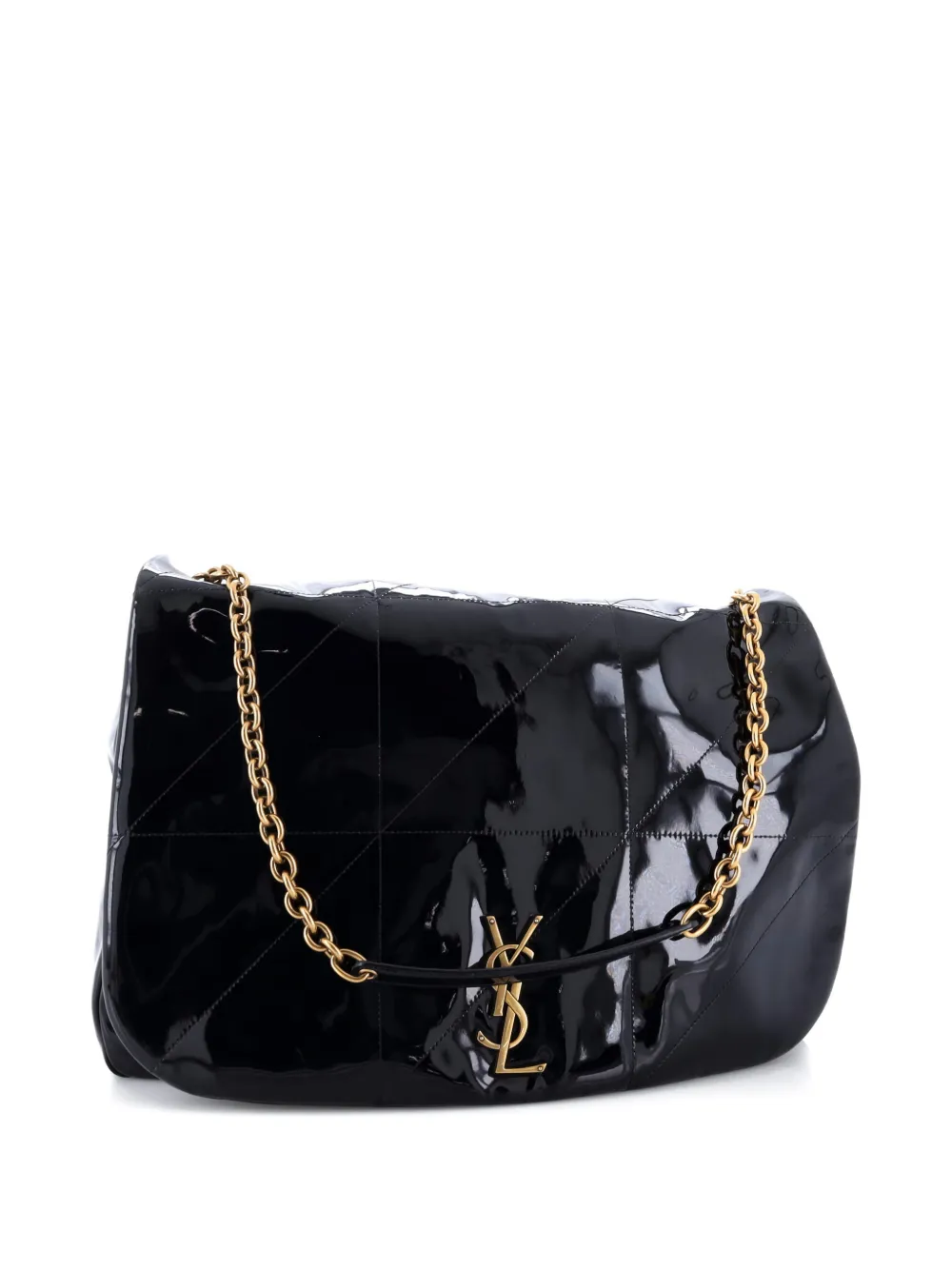 Pre-owned Saint Laurent Jamie 4.3 Quilted Patent Large Shoulder Bag In Black