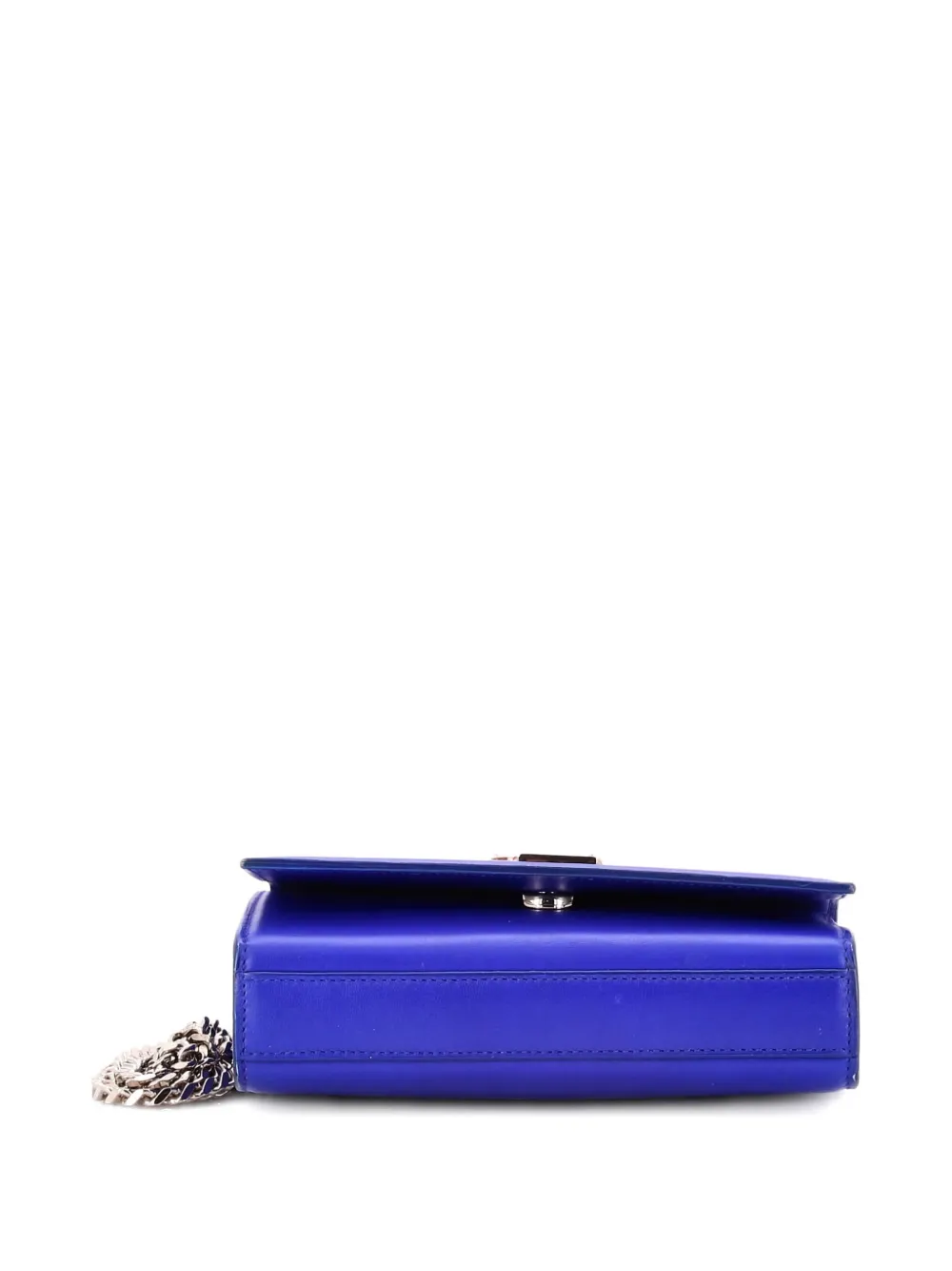 Pre-owned Saint Laurent Classic Monogram Grainy Leather Small Crossbody Bag In Blue