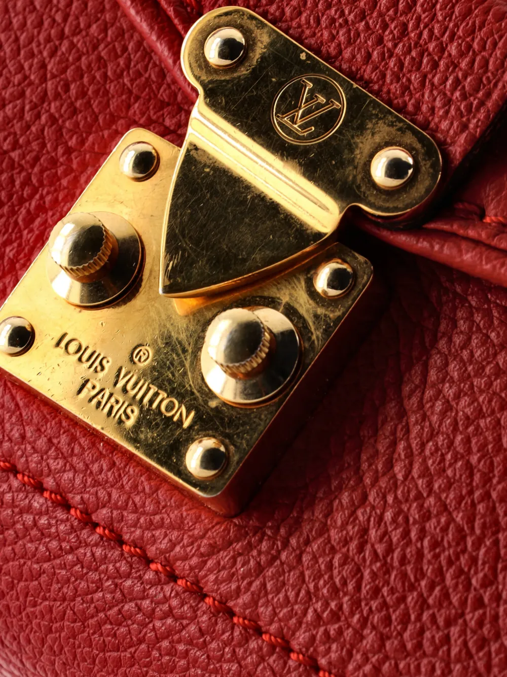 Pre-owned Louis Vuitton Saint Germain Handbag Monogram Empreinte Leather Pm Shoulder Bag In Red