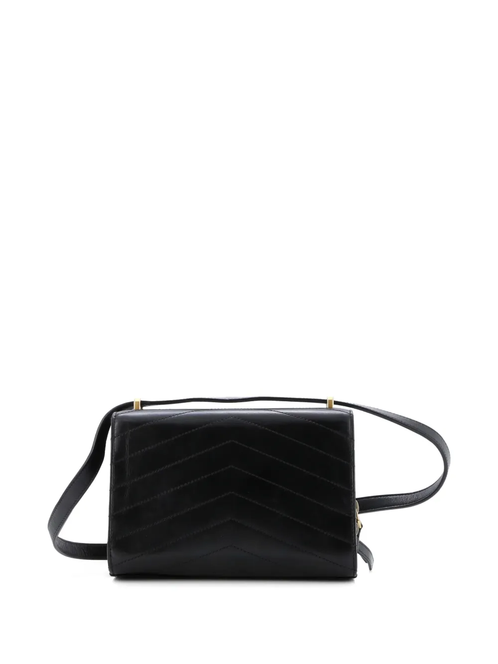 Pre-owned Chanel Medal Envelope Flap Bag Chevron Calfskin Small Crossbody Bag In Black