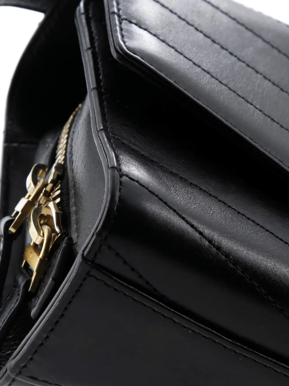 Pre-owned Chanel Medal Envelope Flap Bag Chevron Calfskin Small Crossbody Bag In Black